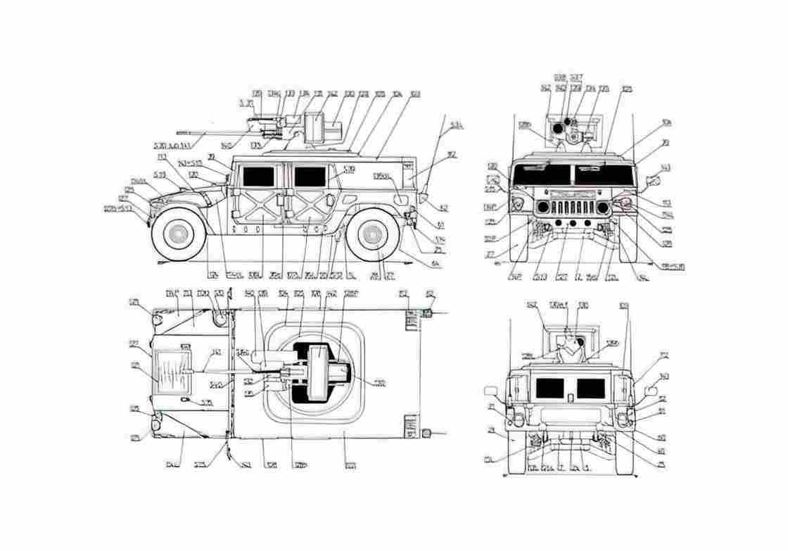 Blueprint Hummer M242 Bushmaster SUV 1992 A4 Photo Print