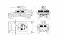 Blueprint Hummer M242 Bushmaster SUV 1999 A4 Photo Print