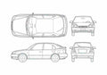 Blueprint Hyundai Accent 5 door Hatchback 2005 A4 Photo Print