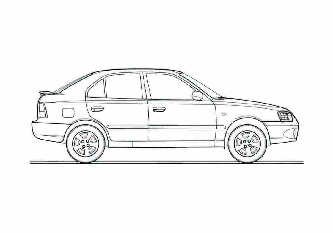 Blueprint Hyundai Accent Hatchback 2004 A4 Photo Print