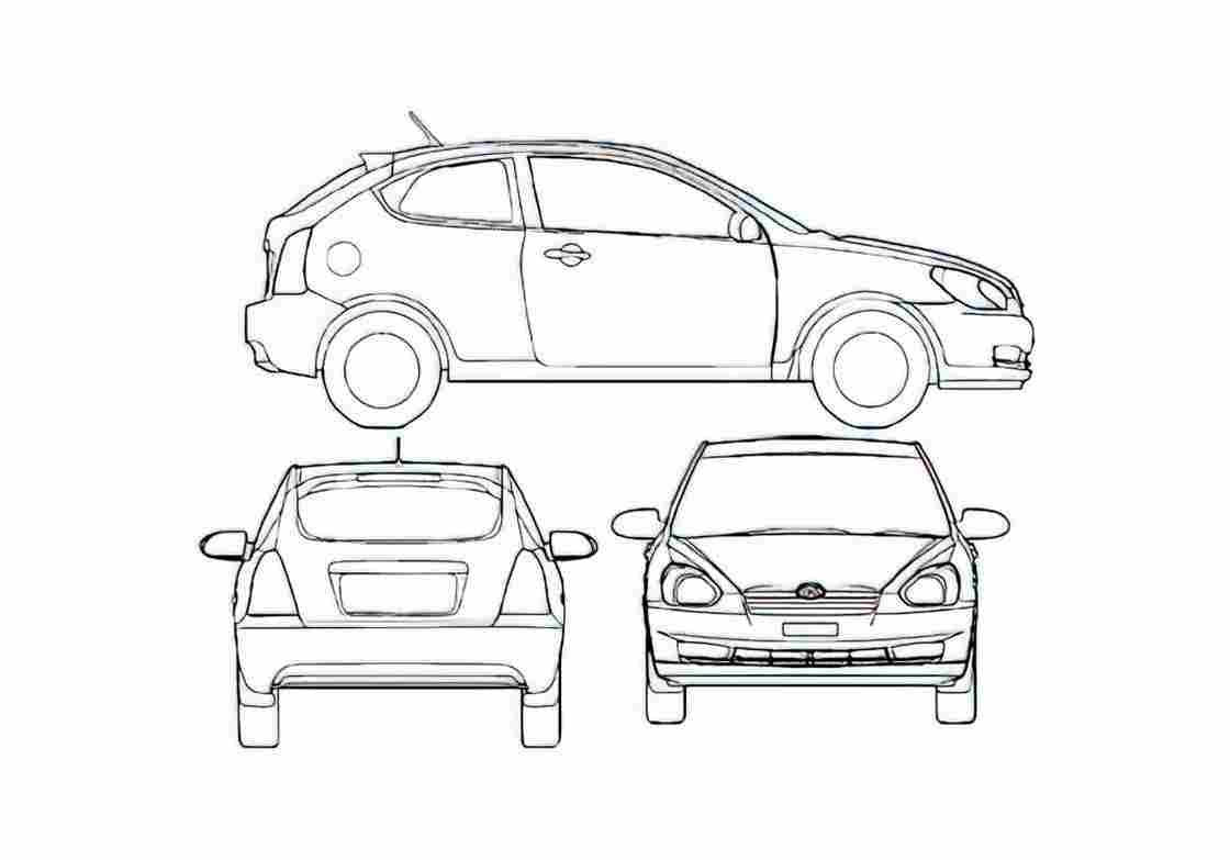 Blueprint Hyundai Accent III MC Hatchback 2008 A4 Photo Print