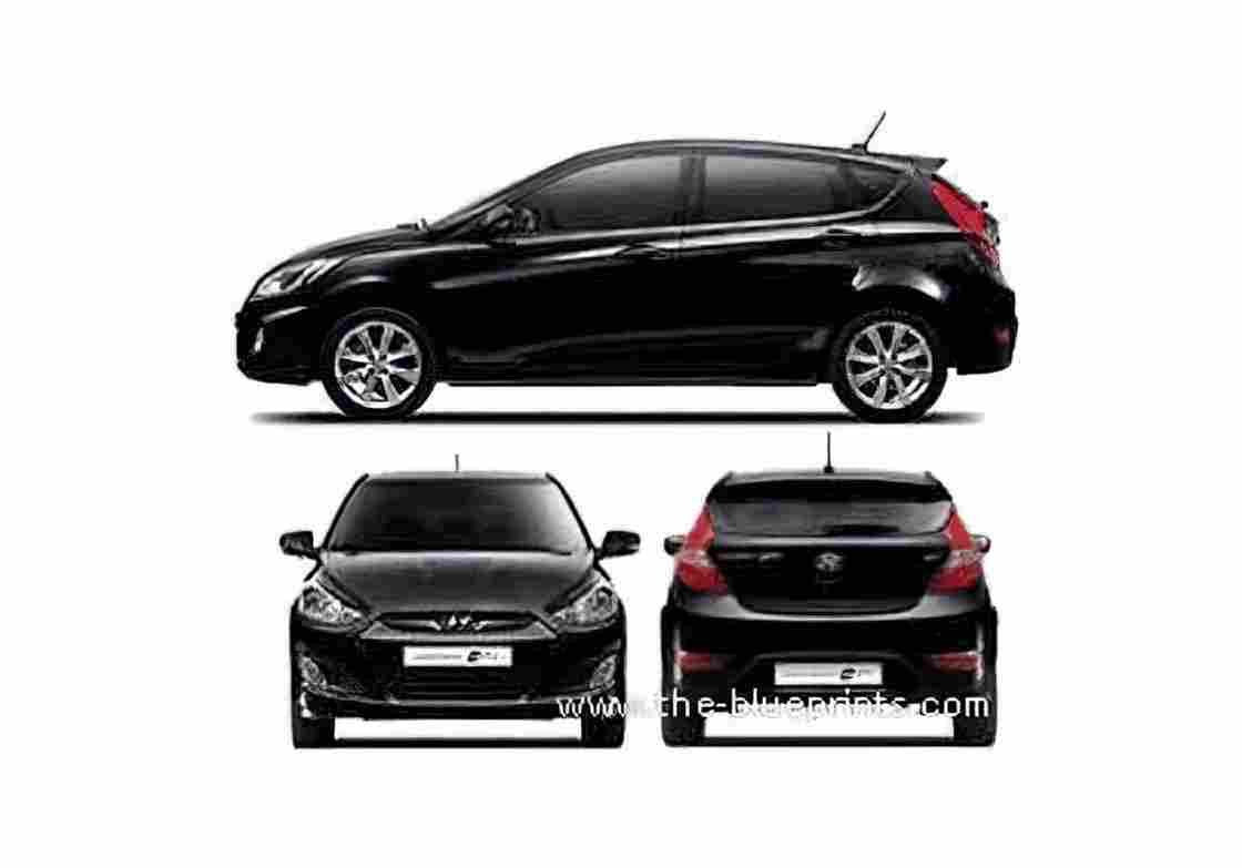 Blueprint Hyundai Accent WIT Hatchback 2011 A4 Photo Print
