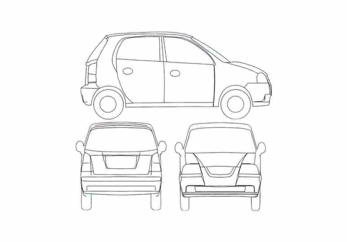 Blueprint Hyundai Atos Prime Hatchback 2008 A4 Photo Print