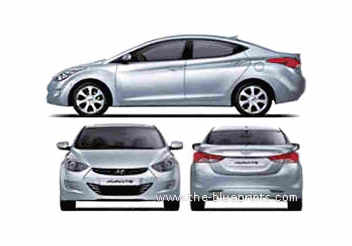 Blueprint Hyundai Avante Sedan 2011 A4 Photo Print