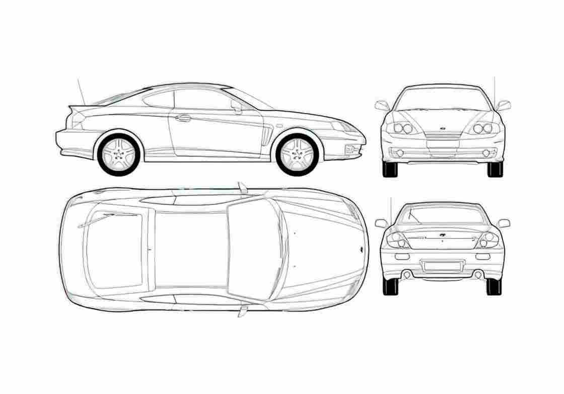 Blueprint Hyundai Coupe 2002 A4 Photo Print