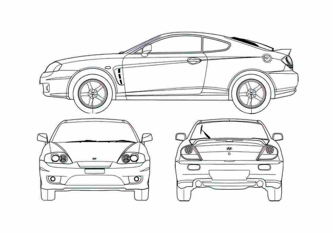Blueprint Hyundai Coupe 2006 A4 Photo Print