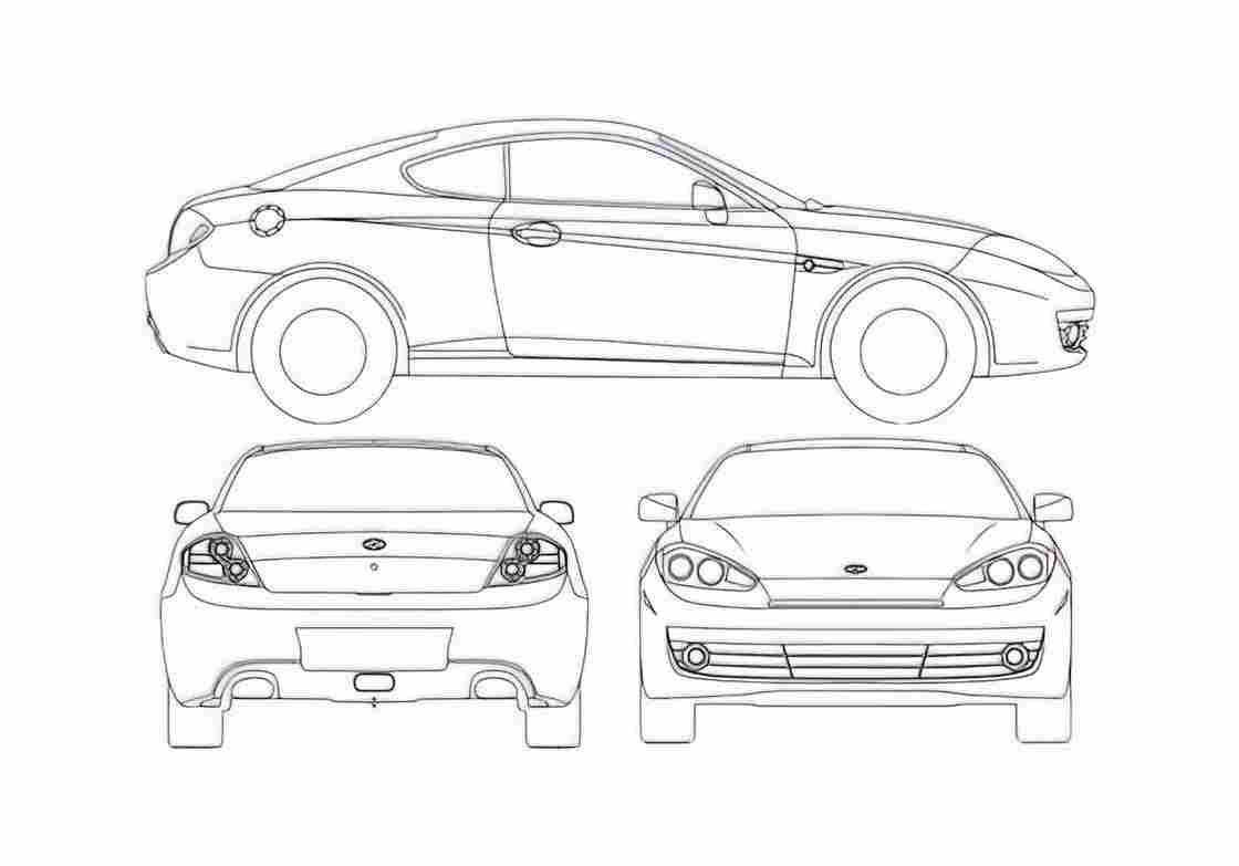Blueprint Hyundai Coupe 2008 A4 Photo Print
