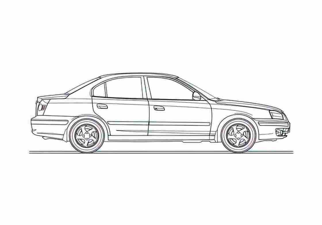 Blueprint Hyundai Elantra Sedan 2004 A4 Photo Print