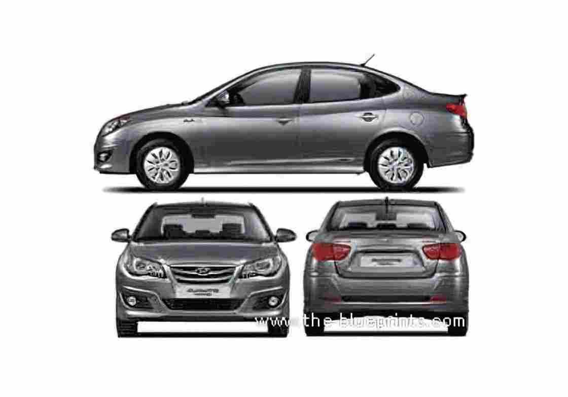 Blueprint Hyundai Elantra Sedan 2011 A4 Photo Print