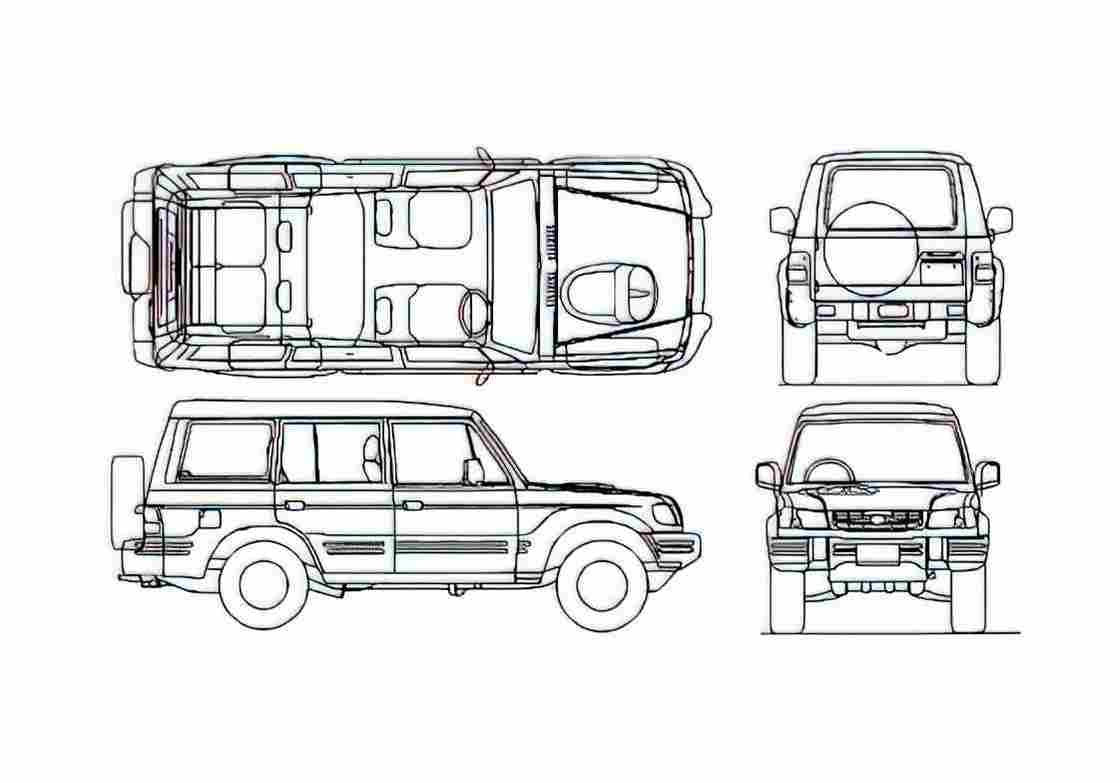 Blueprint Hyundai Galloper LWB SUV 1991 A4 Photo Print
