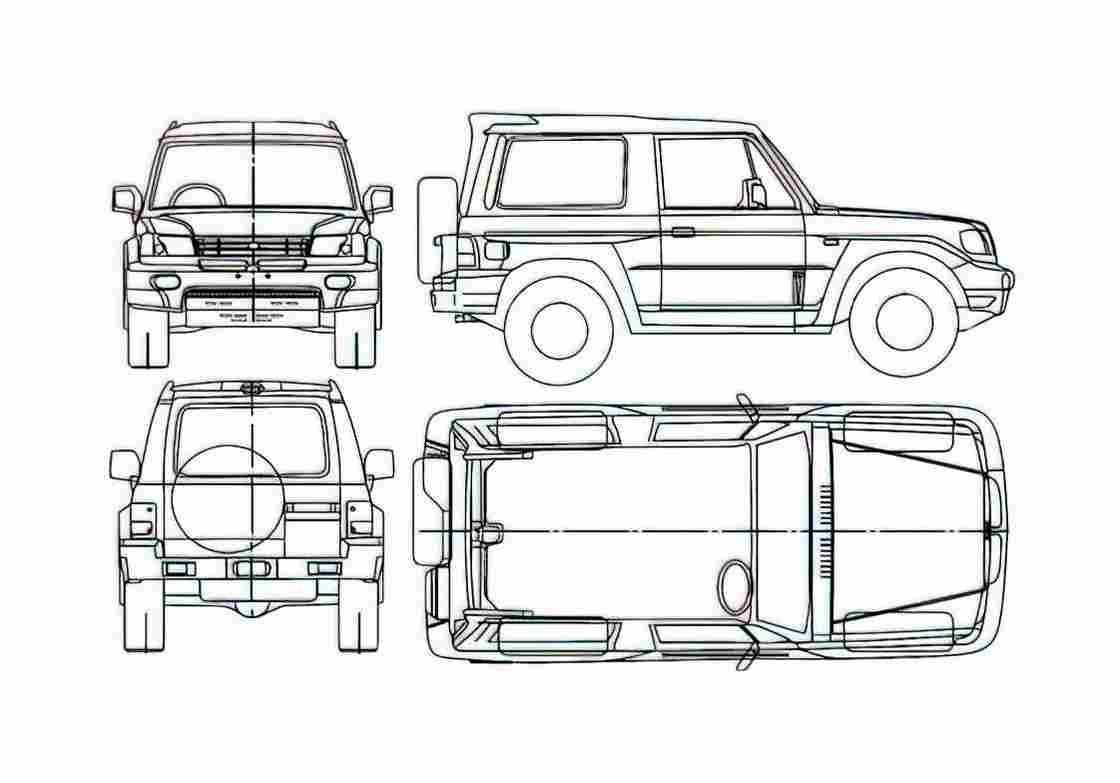 Blueprint Hyundai Galloper SWB SUV 2001 A4 Photo Print
