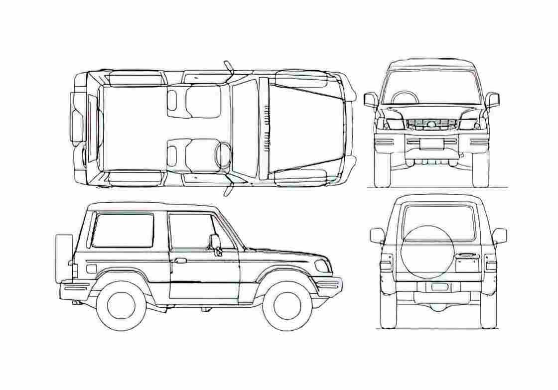 Blueprint Hyundai Galloper SWB SUV 2003 A4 Photo Print