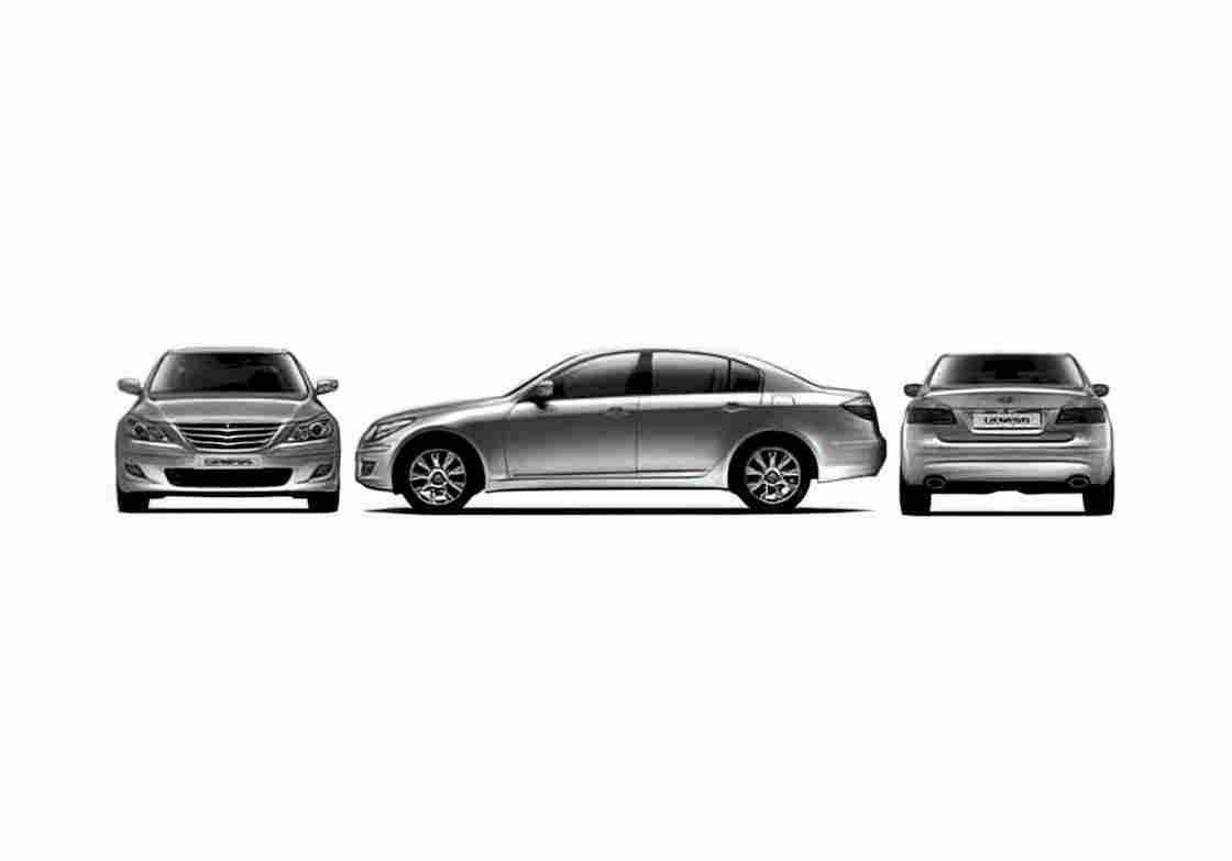 Blueprint Hyundai Genesis Sedan 2009 A4 Photo Print