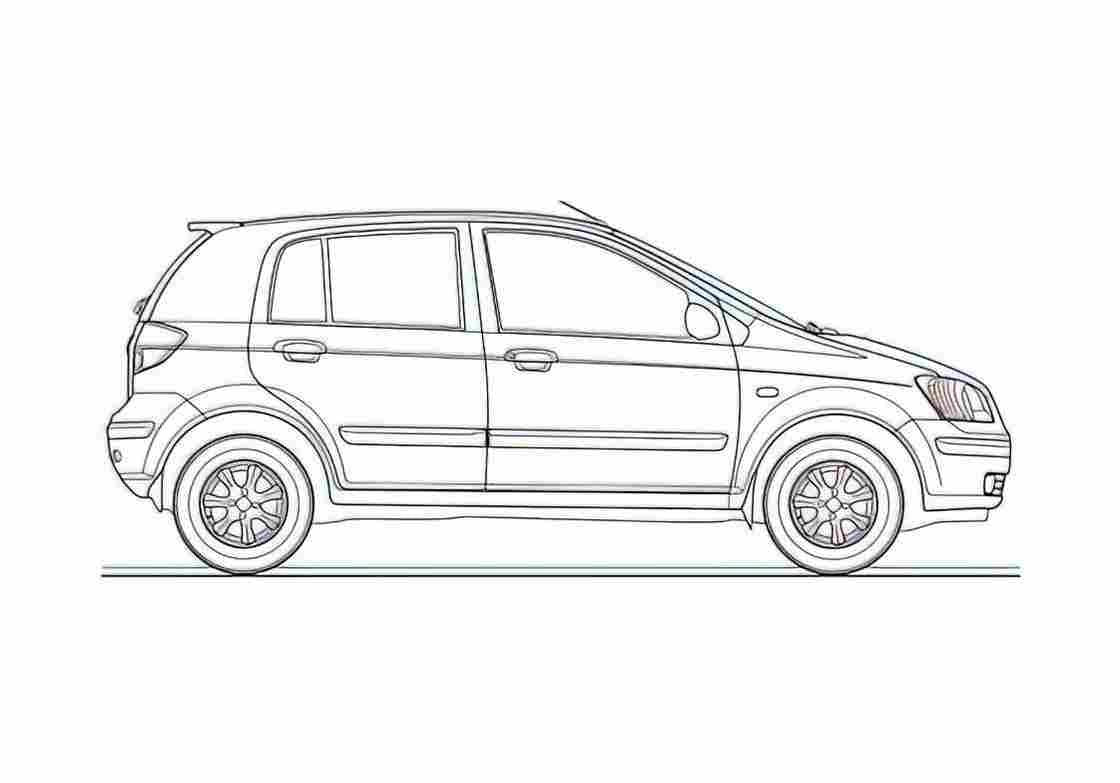 Blueprint Hyundai Getz Hatchback 2004 A4 Photo Print