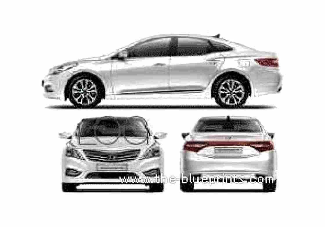 Blueprint Hyundai Grandeur 5G Sedan 2011 A4 Photo Print