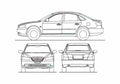 Blueprint Hyundai Grandeur Sedan 2009 A4 Photo Print