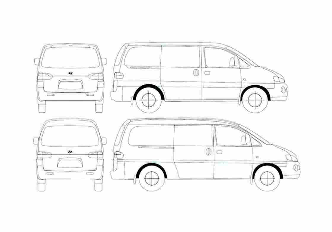 Blueprint Hyundai H1 Minivan 2007 A4 Photo Print