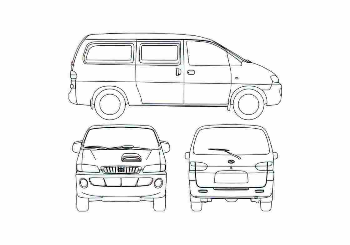Blueprint Hyundai H1 Minivan 2008 A4 Photo Print