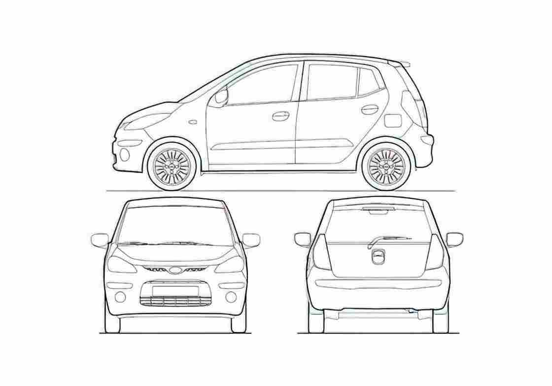 Blueprint Hyundai I10 Hatchback 2008 A4 Photo Print