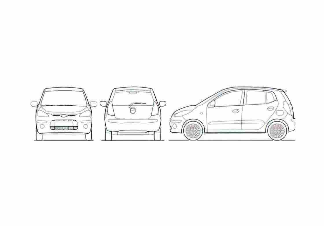 Blueprint Hyundai I10 Hatchback 2009 A4 Photo Print