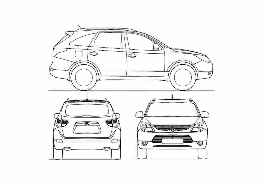 Blueprint Hyundai IX55 Veracruz SUV 2010 A4 Photo Print