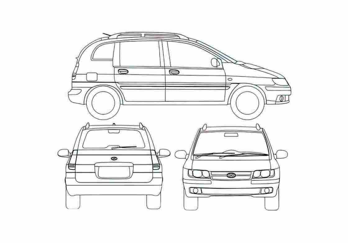 Blueprint Hyundai Matrix Minivan 2008 A4 Photo Print