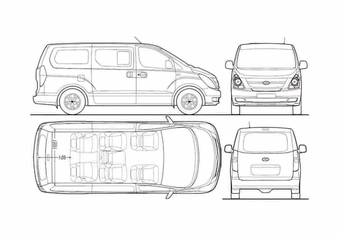 Blueprint Hyundai Montana Minivan 2009 A4 Photo Print