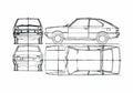 Blueprint Hyundai Pony Hatchback 1975 A4 Photo Print