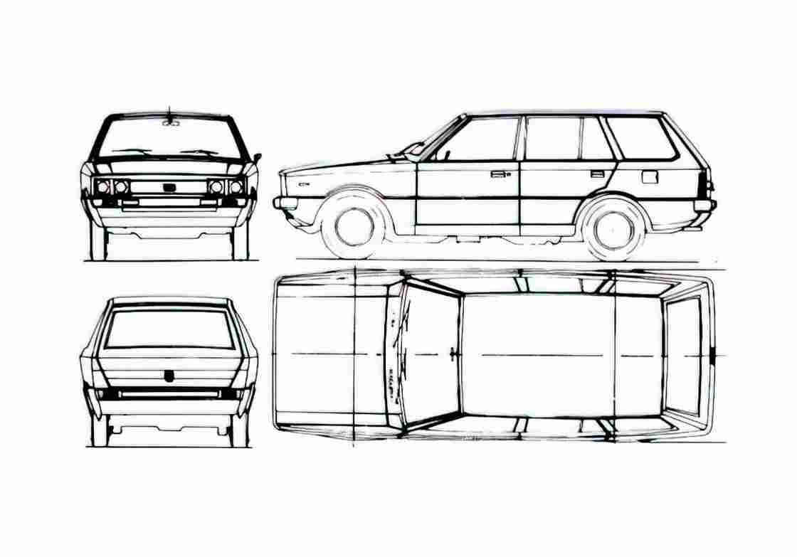 Blueprint Hyundai Pony Wagon 1975 A4 Photo Print