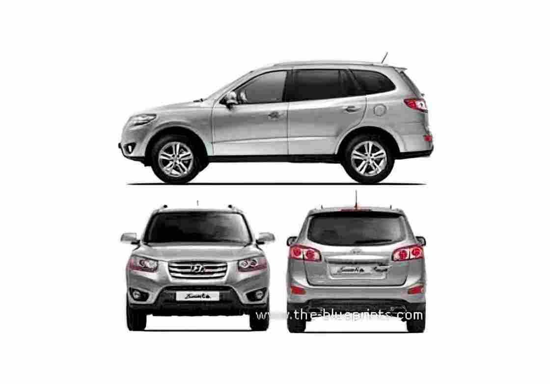 Blueprint Hyundai Santa Fe SUV 2011 A4 Photo Print