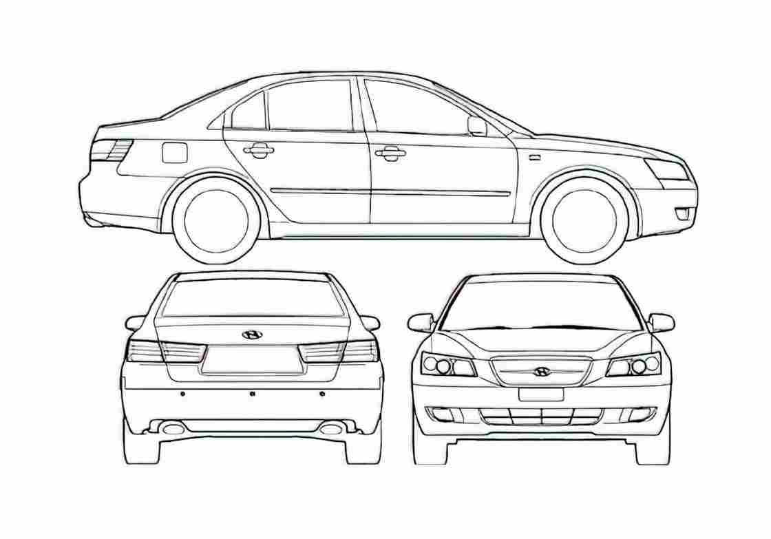 Blueprint Hyundai Sonata Sedan 2008 A4 Photo Print
