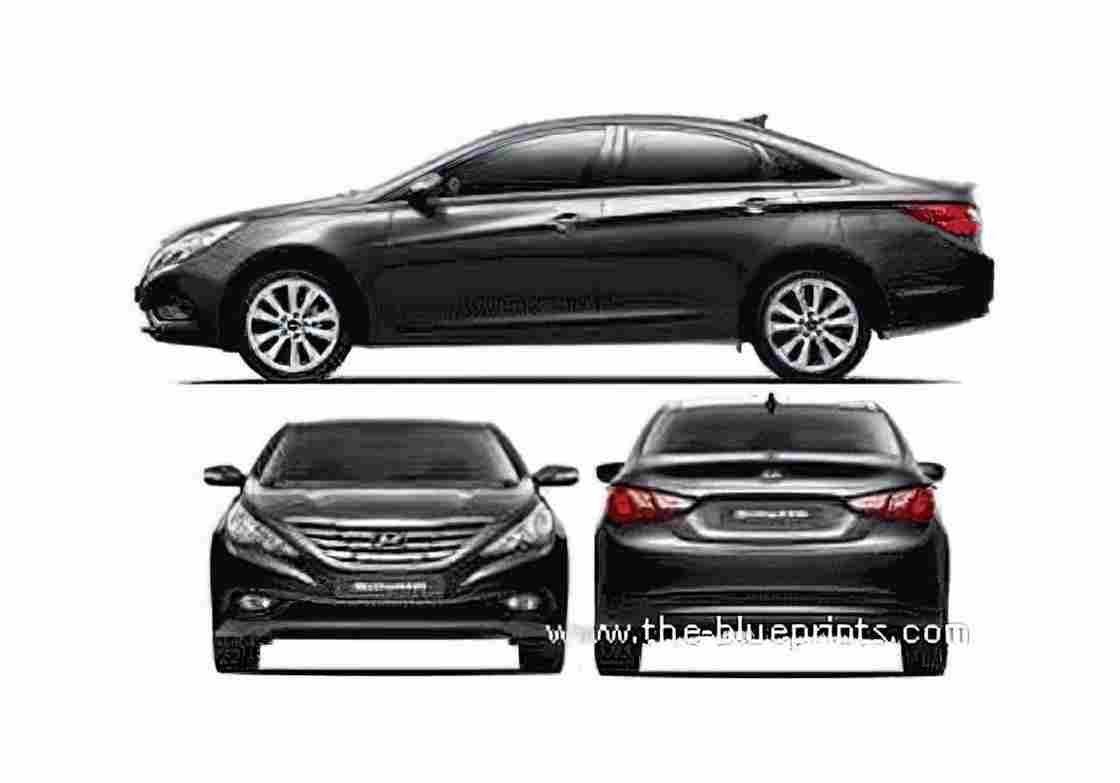 Blueprint Hyundai Sonata Sedan 2011 A4 Photo Print