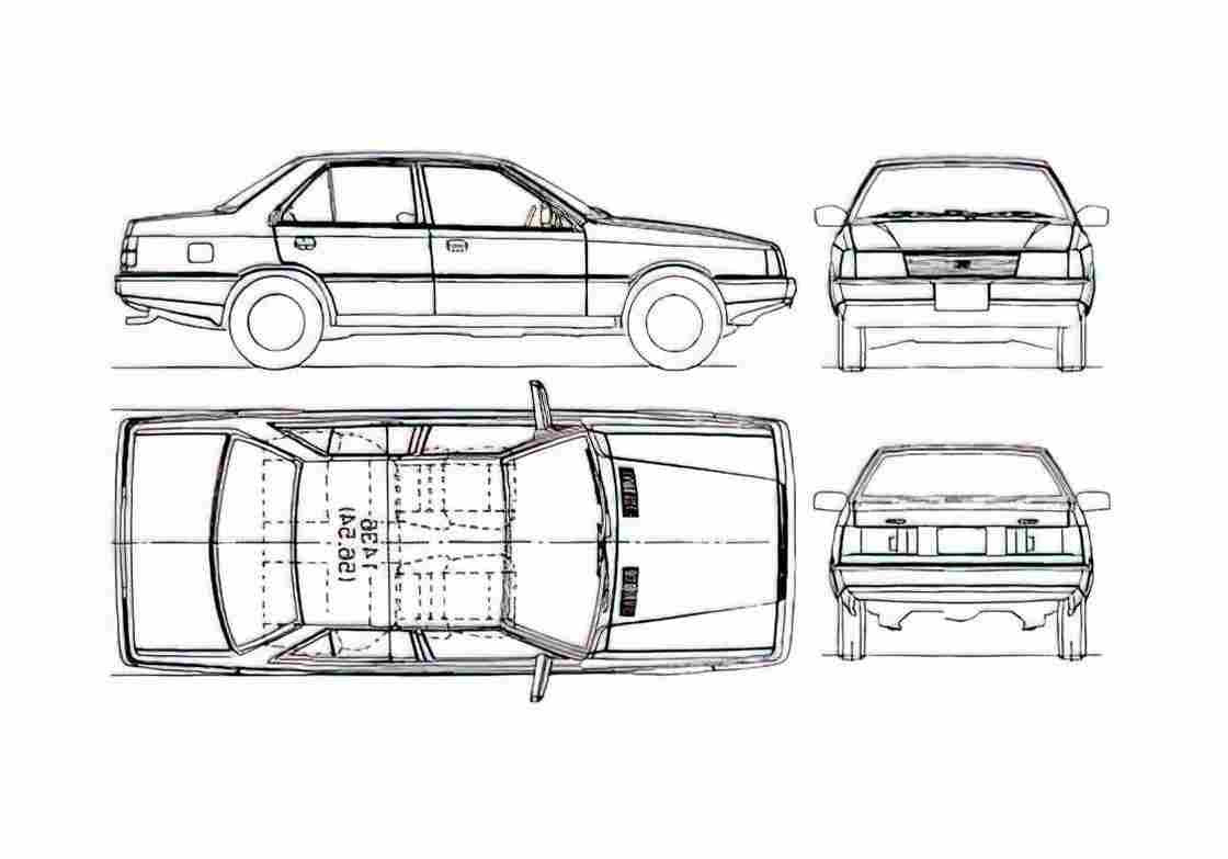 Blueprint Hyundai Stellar Sedan 1986 A4 Photo Print