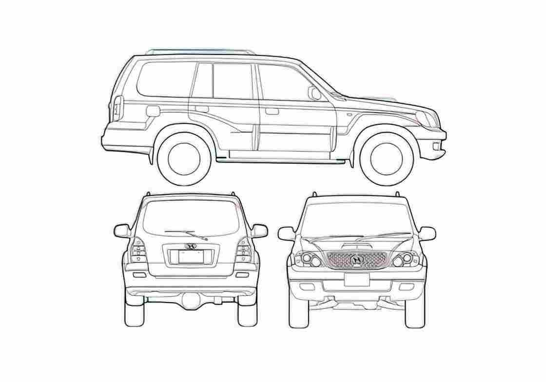 Blueprint Hyundai Terracan SUV 2008 A4 Photo Print
