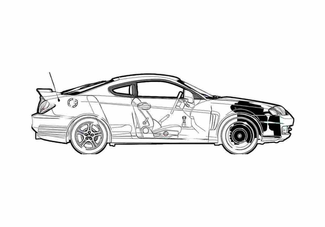 Blueprint Hyundai Tiburon GT V6 Coupe 2002 A4 Photo Print