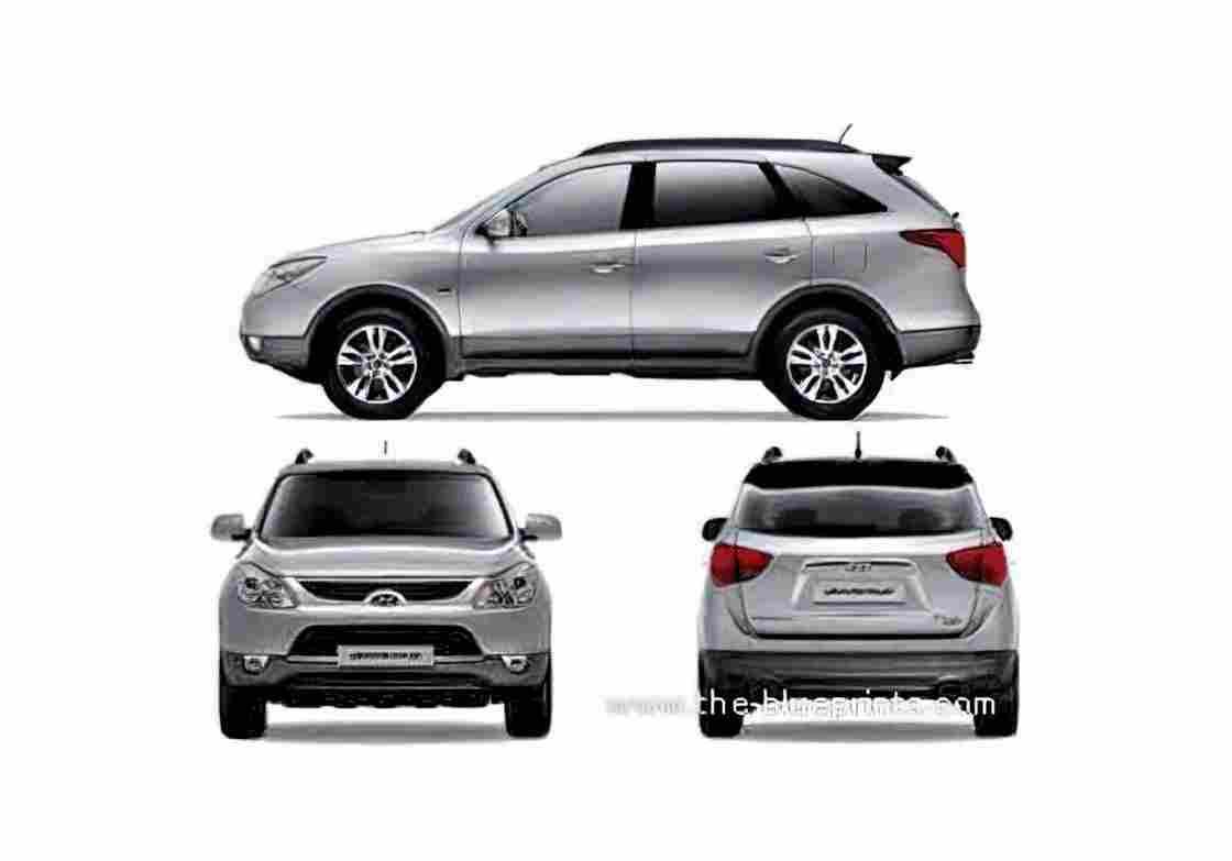 Blueprint Hyundai Vera Cruz SUV 2011 A4 Photo Print