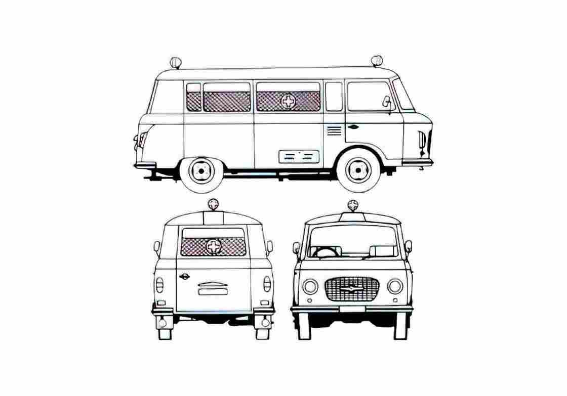 Blueprint IFA Barkas B1000 Ambulance Bus 1986 A4 Photo Print