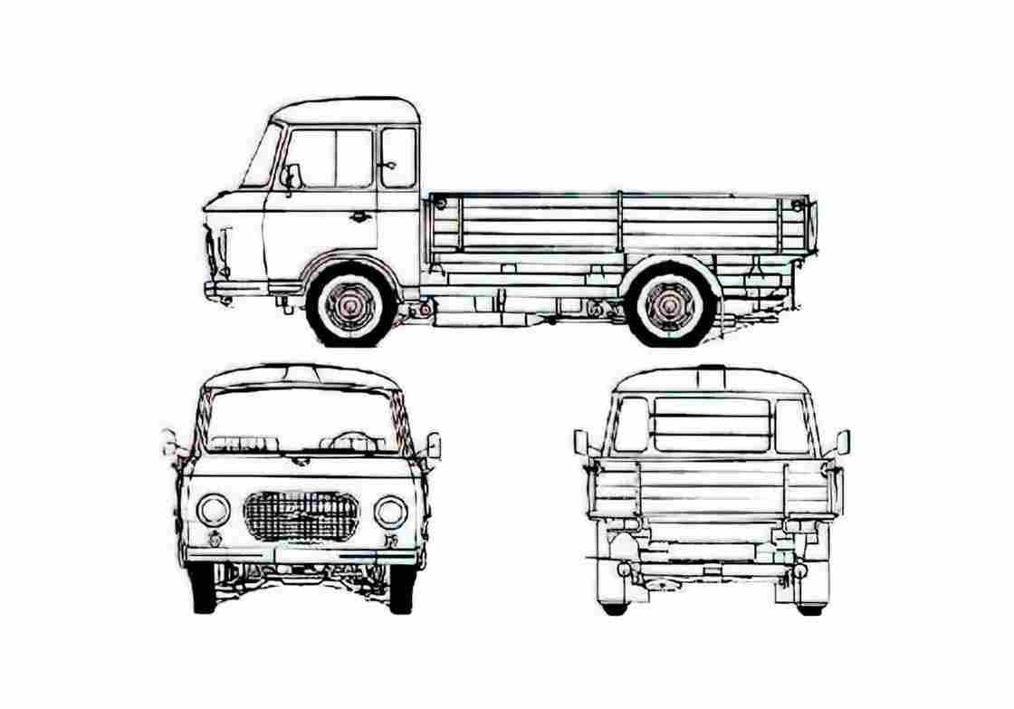 Blueprint IFA Barkas B1000 Truck 1974 A4 Photo Print