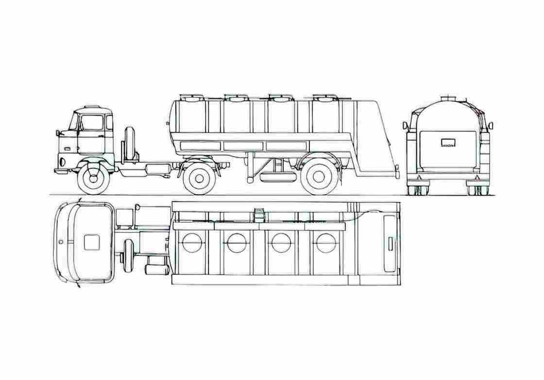 Blueprint IFA W50 Tank Truck 1973 A4 Photo Print