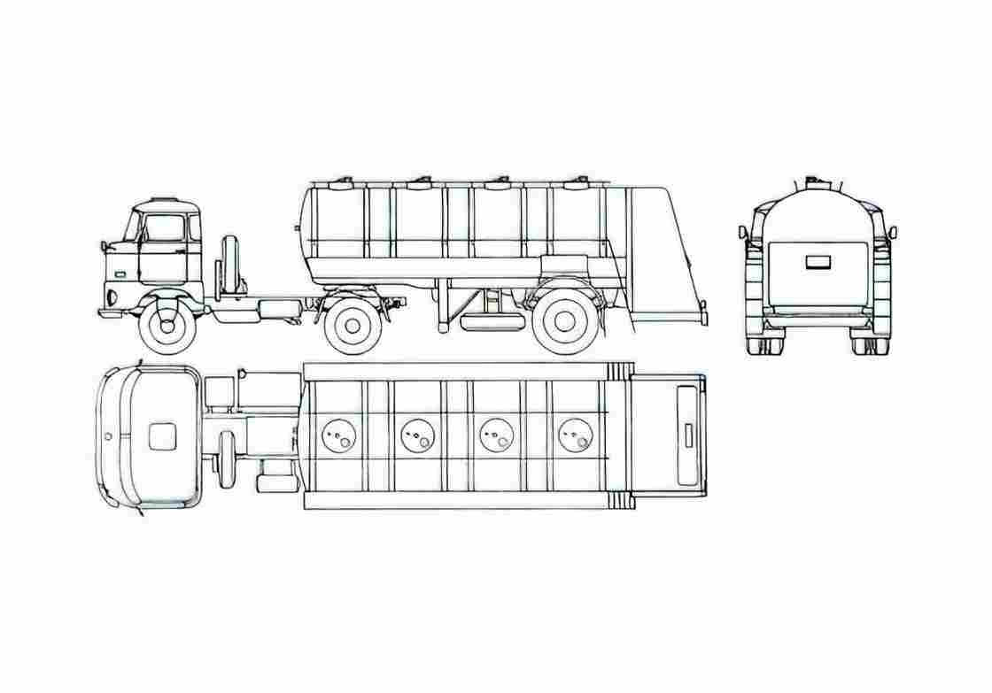 Blueprint IFA W50 Tanker Truck 1973 A4 Photo Print