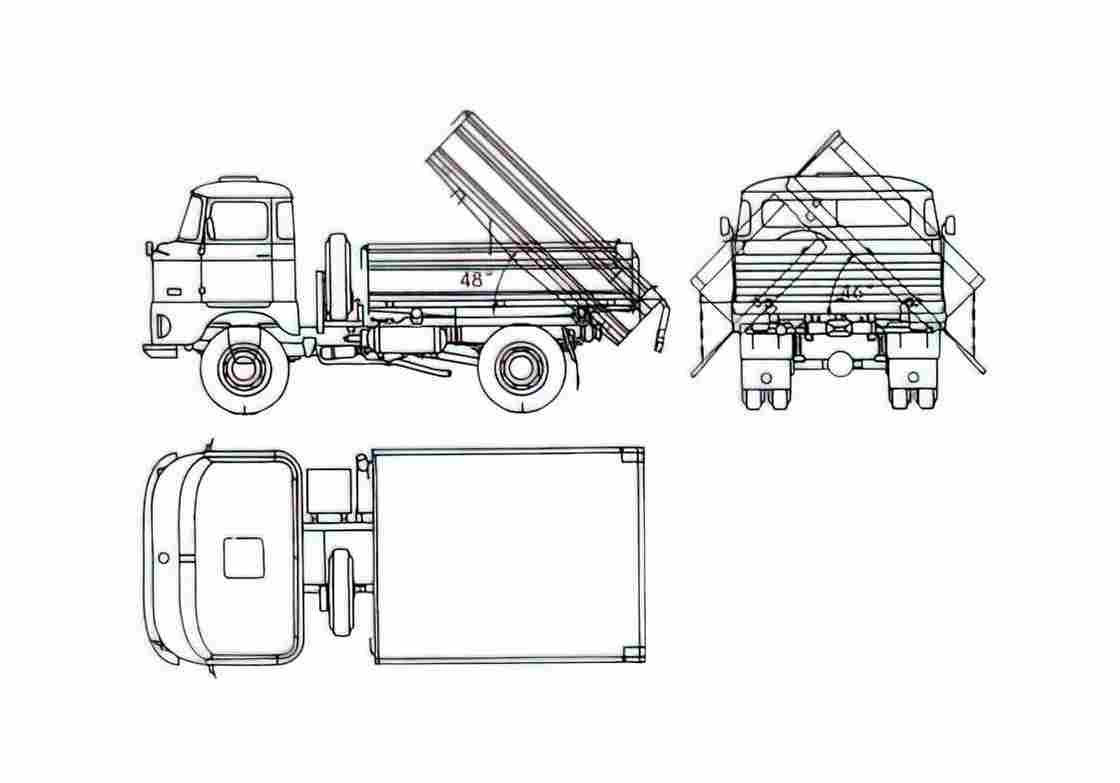 Blueprint IFA W50 Truck 1974 A4 Photo Print