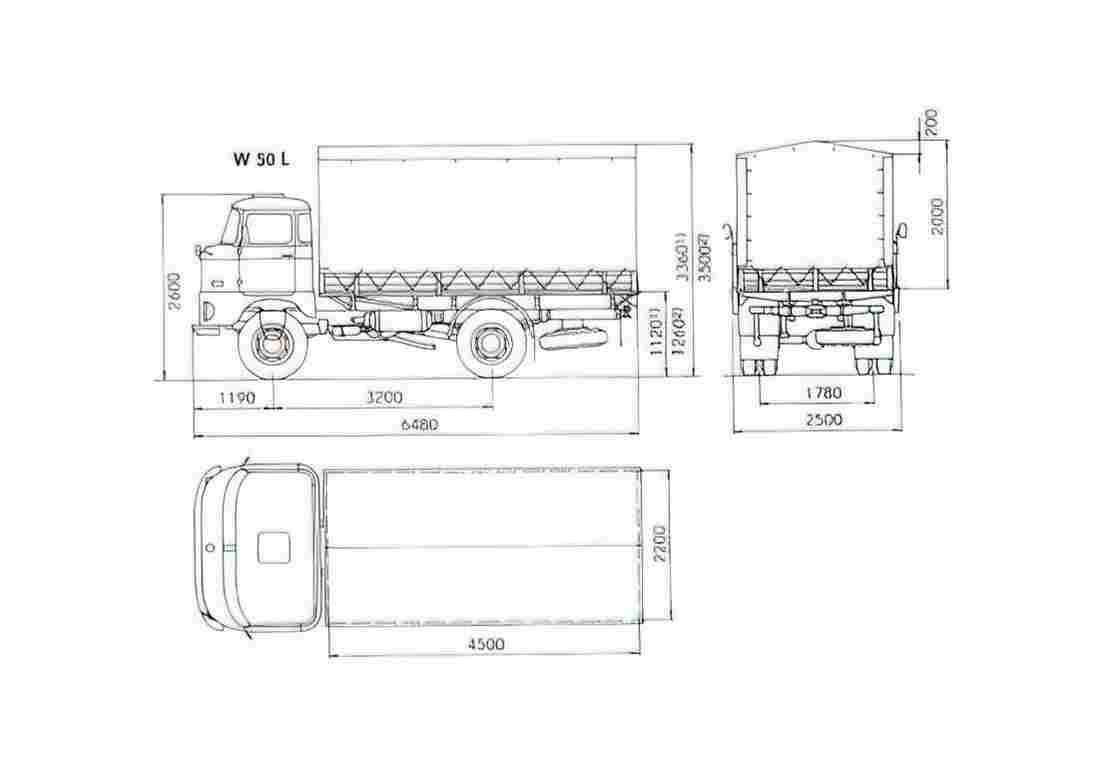 Blueprint IFA W50L Truck 1965 A4 Photo Print