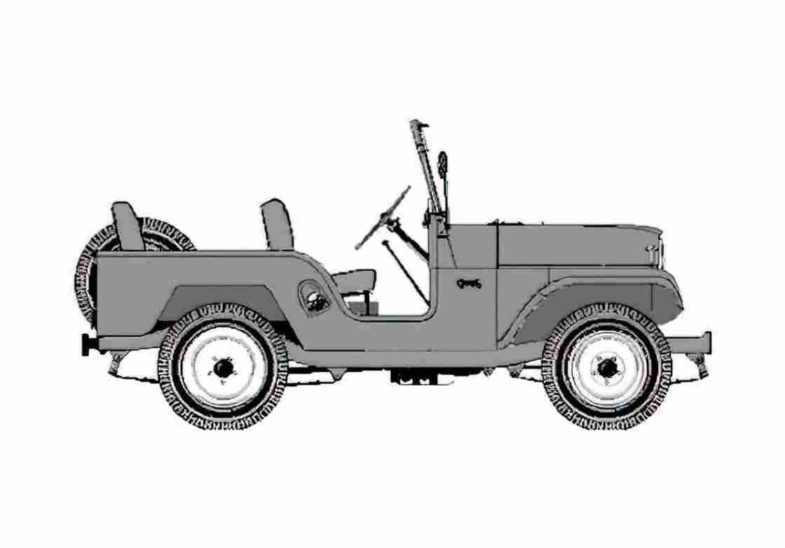 Blueprint IKA Jeep CJ 5 SUV 1954 A4 Photo Print