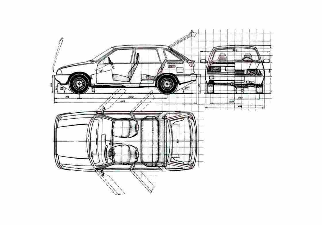 Blueprint IZH 2126 Hatchback 1995 A4 Photo Print