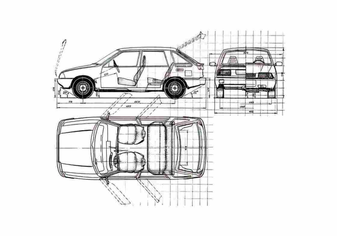 Blueprint IZH 2126 Orbita Hatchback 1995 A4 Photo Print
