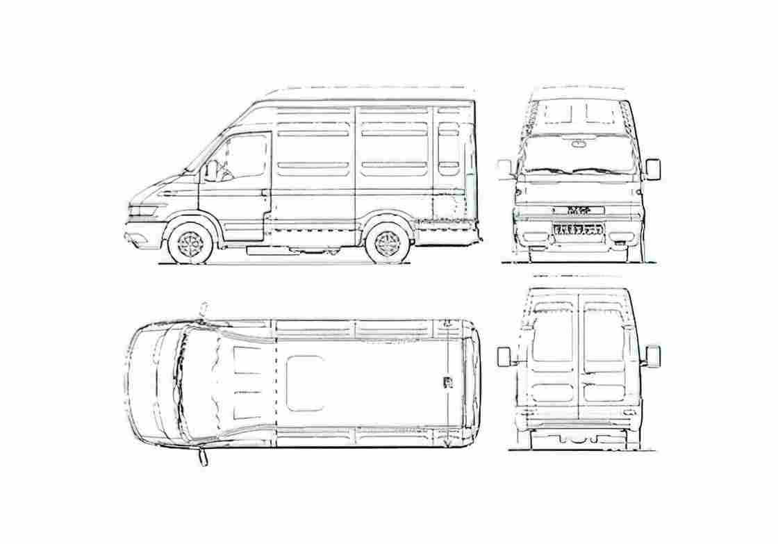Blueprint Iveco Daily 13M3 Van 2008 A4 Photo Print