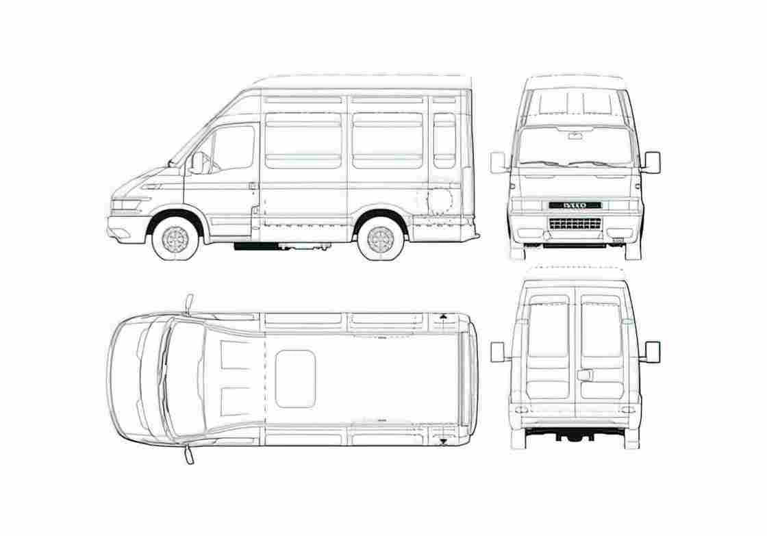 Blueprint Iveco Daily 35S14 Van 2000 A4 Photo Print