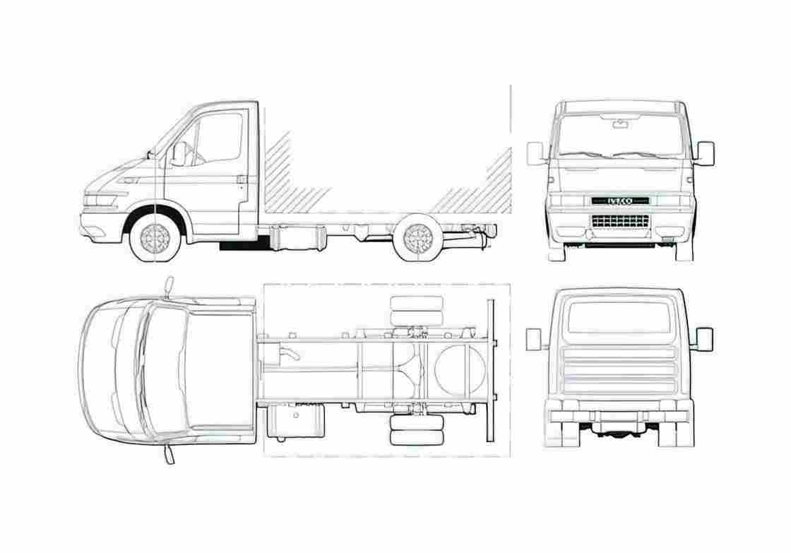 Blueprint Iveco Daily 50C14 Cab Chassis Truck 2000 A4 Photo Print