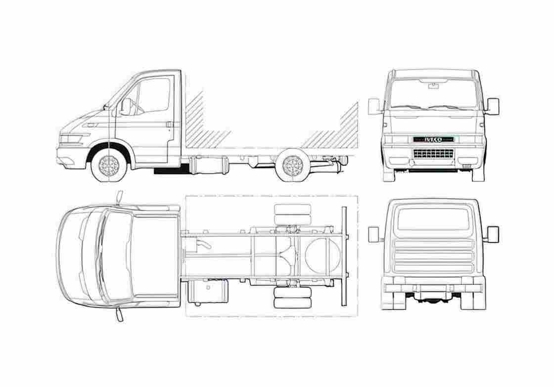 Blueprint Iveco Daily 65C17 Cab Chassis Truck 2000 A4 Photo Print
