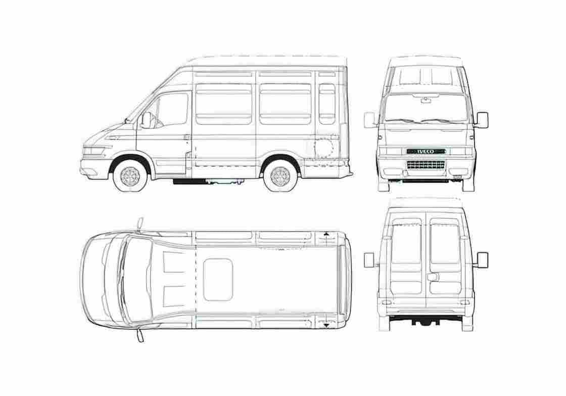 Blueprint Iveco Daily 65C17 Van 2000 A4 Photo Print
